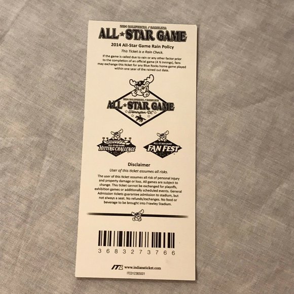 2014 Carolina League MILB All-Star challenge ticket stub Courtney Hawkins Signed - Picture 3 of 3